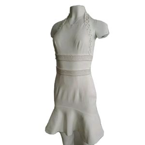 Fame And Partners Mini Dress Women's White Pearl Fit And Flare Size 2 XS 4 Small